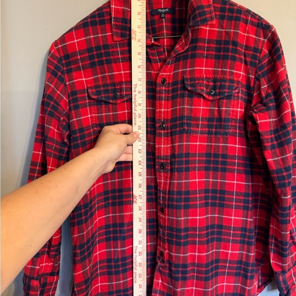 Madewell Red and Black Plaid Flannel Button-Up Shirt - Picture 7 of 10